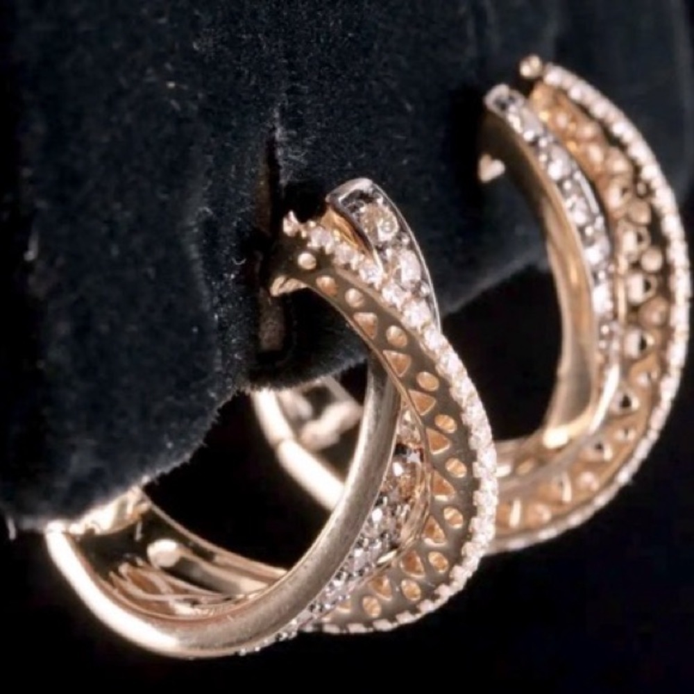 Champagne zirconia pure Sterling Silver 925 European exclusive designer earrings - Picture 8 of 8